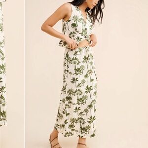 Never Fully Dressed Palm Print Top - White, Olive & Orange Trim